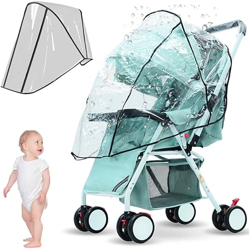 PEVRUAY Habillage Pluie Universelle pour Poussette, Habillage Pluie pour Poussette Housse Universelle pour tout type de poussettes Protection contre Pluie et Vent Bonne circulation de l’air