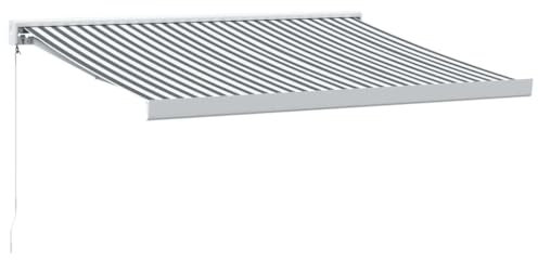 vidaXL Markise Einziehbar, Gelenkarmmarkise Wandmontage, Sonnenmarkise für Garten Terrasse, Balkonmarkise, Anthrazit Weiß Stoff Aluminium