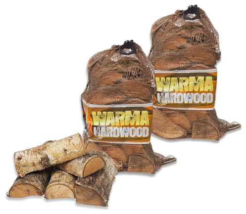 Hardwood Firewood Logs 54L Kiln Dried Logs - Ready to Burn Easy For a Long Hot Burn - 2 x 27 Litre Nets Hard Wood for Weekend Fires Open Fire Pits Wood Burners Log Burners