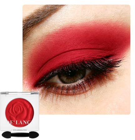 DE'LANCI Echtes Rot Matte Lidschatten Palette,Single Rote Lidschatten Hochpigmentierter,Lang Anhaltender,Glattes,Halloween &Gothic Make-up Enthält Einen Make-up-Pinsel #05