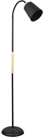 BEL AIR HOME - Lámpara de Pie SWEDEN | Estilo Nórdico con Detalles en Madera | Brazo Orientable para Lectura | Altura Ajustable 150 cm | Portalámparas E27 | Negro, Versátil