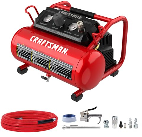 CRAFTSMAN Air Compressor, 2 Gallon Portable Air Compressor 1/3HP Max 125 PSI Oil-Free Light Weight with 10 PCS Accessory Kit