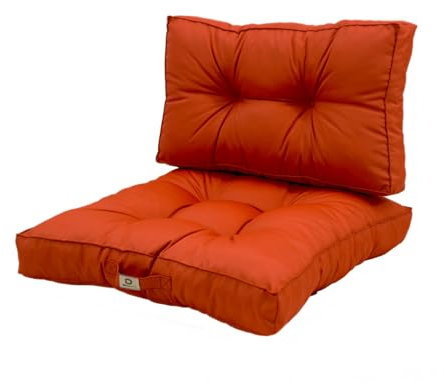 deco arts Coussins pour Salon de Jardin - Coussins extérieur - 50x50 cm - Coussin de Remplacement pour Fauteuil, Banc & Chaise d'extérieur - Imperméable, Confortable & capitonné - Orange