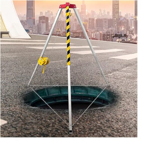 Bohrlochkopf-Rettungsgestell, Stativ für beengte Räume mit 65/82/98 Fuß Winde und dehnbaren Aluminiumbeinen, Feuerrettungsausrüstung für Mannlöcher/Abwasserbecken/Tunnel (Größe: 2600 lbs (98