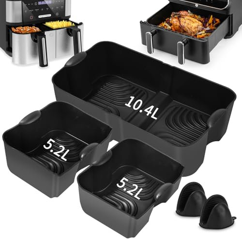 5 Stück Ninja Heißluftfritteuse Zubehör für Ninja Foodi Flexdrawer 10,4 L AF500DE, COSORI Heißluftfritteuse Zubehör 10L Silikonform, Wiederverwendbar Airfryer Zubehör für Ninja AF500EU AF500EUCP