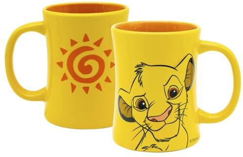 Tasse Simba 3D Relief 360ml, Fantasse mit Simba Prägung, König der Löwen, Disney, Klassiker, Retro, Gelb