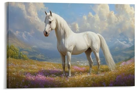 Weißes Pferd Leinwand Bilder Tiere Leinwanddruck Deko Wandbilder Wandbilder Dekoration Wasserdicht HochwerTiger Kunstdruck Für Schlafzimmer, Heimdekoration Tiere