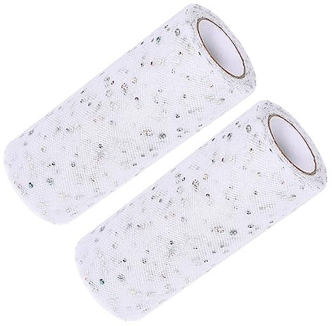 Angoily 2rollen Glitzer Tüll Rolle Stoff Für Kleider Dekoration Glitzer Applikation Für Näharbeiten Und DIY Kleidungszubehör