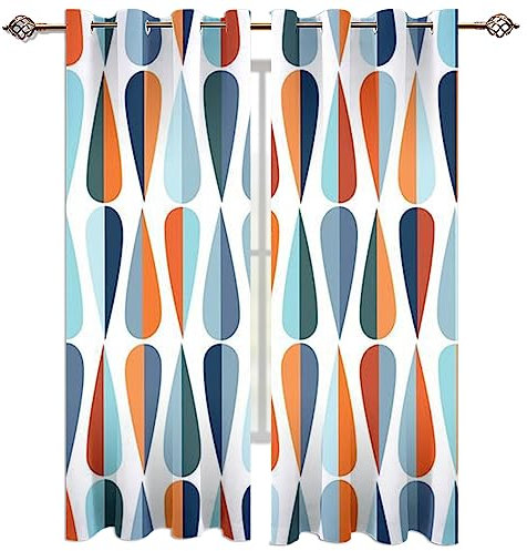 Kinder Gardinen Kinderzimmer Junge Mädchen Blickdicht Bunte Wassertropfenform Auf Weißem Hintergrund 280X260Cm 2Er Set Verdunkelungsvorhang Thermovorhang Hitzeschutz Vorhänge Wohnzimmer Schlafzimme