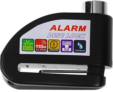 TOPPERFUN 1juego Candado Antirrobo para Moto Y Bicicleta con Alarma De Bloqueo De Disco De Acero Inoxidable Alerta De Seguridad para Scooter Fácil Operación Y Resistente Al Agua