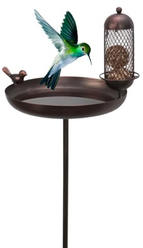 Vogelbad Für Draußen - Vogelbad Mit Futterschale Auf Stab Den Außenbereich,Stehender Futterplatz Rostfeste Vogeltränkenschale Gartendekoration