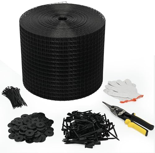 tonchean Solar Panel Bird Proofing Mesh Kit 0.2x30M Solar Panel Guard Bird Proof Mesh Roll, Control & Prevention of Pigeons Nesting with 60 Fixing Clip 100 Cable Ties 1 Plier 1 Pair of Gloves