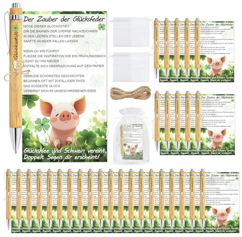 TZEKING 30 Set Bolígrafo Personalizado con Bolsa de Organza,Tarjetas de Agradecimiento y Cordel de Yute Idea de Regalo,Regalos de Despedida para Colegas,Regalos de Equipo