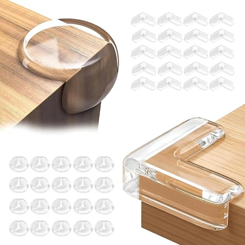 WIXOVO Eckenschutz Kantenschutz Baby Transparent Selbstklebend Tisch, 40 Stück Eckschutzkanten Baby, Tischkantenschutz Ecken für Glastisch & Möbel, 2 in 1 Tischeckenschutz Kinder für Baby Sicherheit