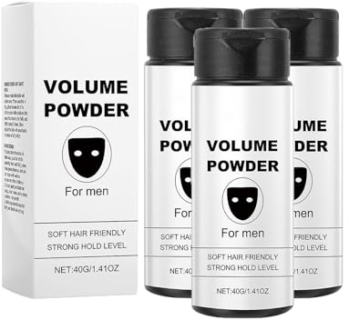 Texturpulver för män, naturligt hårpulver för volym och textur, lätt att använda, starkt grepp utan rester, maskulin styling hela dagen, för mäns frisyrer (40 g, 3 st)