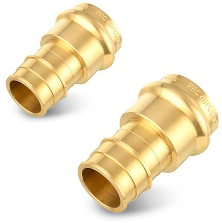 2-Pack Niikappu 3/4 Copper Press x 1 Pex A adapter, Brass Press Fitting PEX-A Expansion Coupling for Copper and Pex Pipe Connection