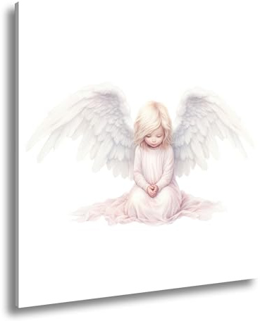 deyoli Leinwandbild Sanfter Engel mit gefalteten Händen in himmlischem Licht Format: 60x60cm XXL Kunstdruck Bild auf Keilrahmen/Wandbild/Wohnzimmer Dekoration