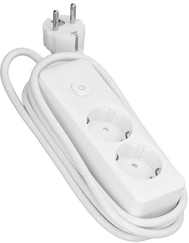 Steckdosenleiste - 2-Fach Steckdosenleiste mit Schalter, 3m, 3G, Kabel 1,5mm², in weiß und grau, ideal für mehrere elektrische Anschlüsse.