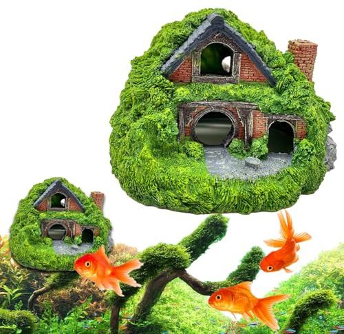 Cave Aquarium Decor - Fish Tank Decorations Reptile House Resin Ornaments - Aquarium Decoration Cave Ornament Fish Tunnel House Resin for, Tank Decorations