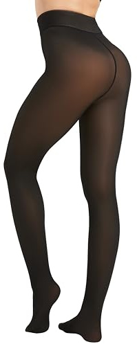 Viozocy Fleece Lined Black Fake Translucent Tights for Women Black M