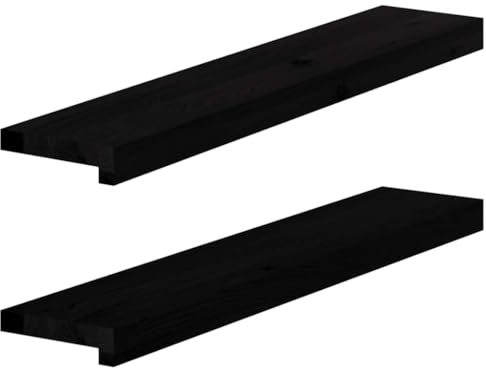 Copertura per davanzale della finestra, 2 pezzi, marrone scuro, 80 x 15 x 2 cm, in legno massello di rovere, per il soggiorno