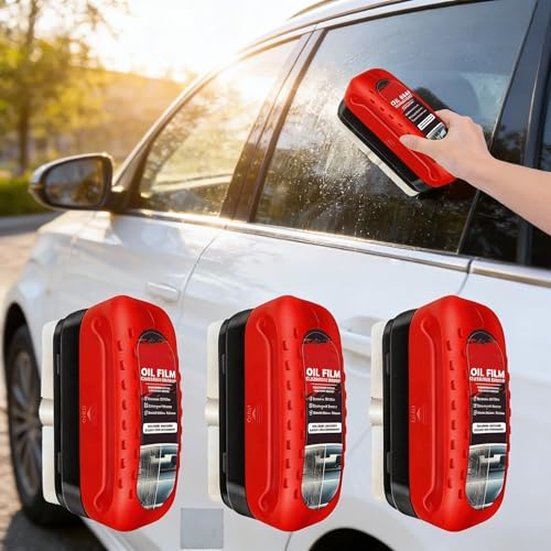 Pulizia Vetri Auto,Automotive Oil Film Cleaning Brush,3pcs Liquido Lavavetri Auto,Detergente Vetri Auto,Detergente per Parabrezza e Rimozione Pellicola D'olio