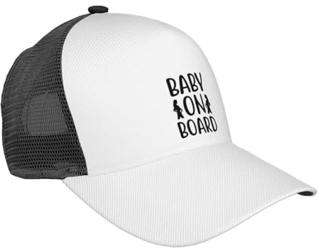 Baby On Board Pregnancy Baseball Cap with Curved Brim and Mesh Outdoor Sun Protection & Breathability Casual Trucker Hat Well-Built and Well-Proportioned Black