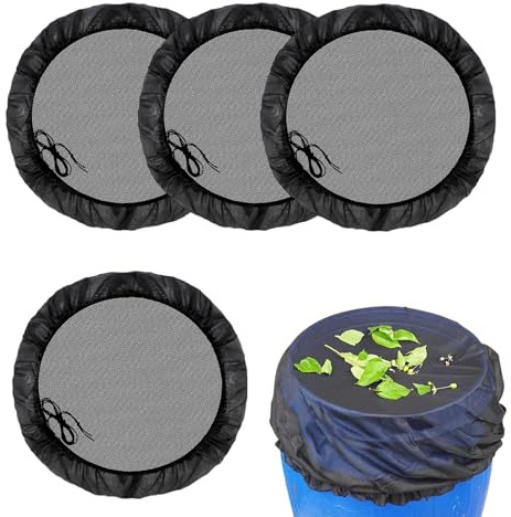 4 Rain Butt Net with Elastic Band and Drawstring – High-Quality Rain Butt Cover to Protect Against Mosquitoes, Leaves & Small Animals – Weatherproof Net for Rain Butts, Suitable for up to 95 cm