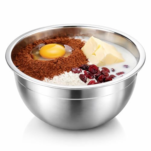 Ichigo Ichie Bol Ensaladera de Acero Inoxidable 5L, Cuenco de Cocina Grande para Mezclar y Servir Ensaladas, Tazón Frutero Resistente y Anticorrosión, Apto para Lavavajillas, 28 cm