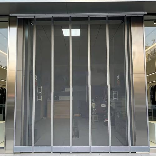Aeovot Rideau Moustiquaire Porte Fenêtre Magnétique, Rideaux Lamelles Anti Mouches Insectes pour Porte, Moustiquaire Baie Vitree Coulissante Commercial avec Rail Coulissant, Maille Ultra Fine