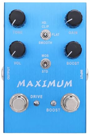 SEAFRONT Dual Channel Overdrive Boost Pedal med Gain Control och 3-bands EQ för Elgitarrbas DC 9V-ingång