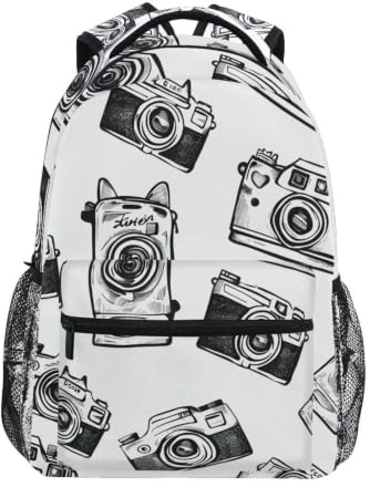 Mnsruu Doodle Disposable Camera Backpack Rucksack School Bag for Girls Boys Kids Student Boogbag Laptop Travel Daypack