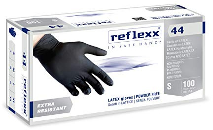 Reflexx R44, latexhandskar pulverfria, XL, svart, 100