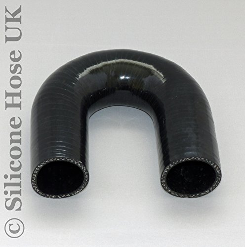 180 degree Silicone Turbo and Coolant Reinforced Hose Elbow ID: 38mm - Black