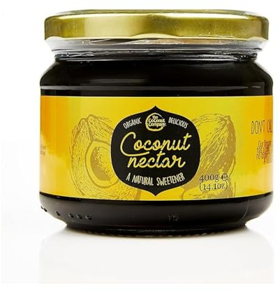 The Coconut Company Organic Coconut Nectar for Drizzle Over Desserts, in Drinks or Cakes, Honey Alternative, Syrupy Nectar with low GI from Pure Coconut Sap, Sweet Caramel Flavour, 400gm (Pack of 1)