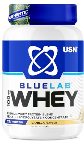 USN Blue Lab Whey Protein Powder: Vanilla - Whey Protein 908g - Post-Workout - Whey Isolate - Muscle Building Powder Supplement With Added BCAAs
