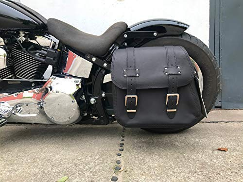Orletanos Zeus svart sidoficka, sadelväska, sidoväska, kompatibel med Harley Davidson Wildstar, Dragstar, VN800, Heritage, Starrrahmen, Bobber, Shovelhead, Panhead