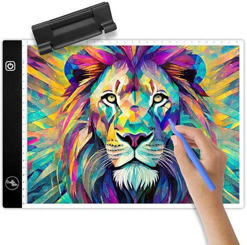 Crafts&Co® Leuchttisch A4 | Dimmbarer Leuchtplatte DIN | LED Light Pad mit Einstellbare Helligkeit und USB | Diamond Painting, Zeichnen, Tattoo | Lightpad für Kinder & Erwachsene | Schwarz