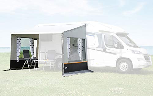 BERGER Wohnwagen Seitenwand für Fiamma Markisen F45 Ti/L/S, Regenschutz und Sonnenschutz | Seitenteil Vordach für Markise, Anbauhöhe: 240-260 cm, Seitenteile mit Sichtfenster inkl. Andruckstangen