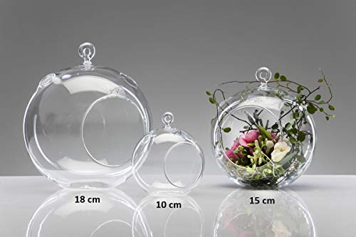 Glasvase Hängevase Kugelvase Terrarium Glas Transparent Kugel 18cm