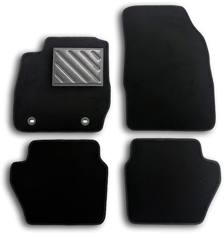 Tapis Ford Fiesta VI MK6 2008-2011, Bouton Ovale, antidérapant, Talonnette en Caoutchouc renforcé, Noir