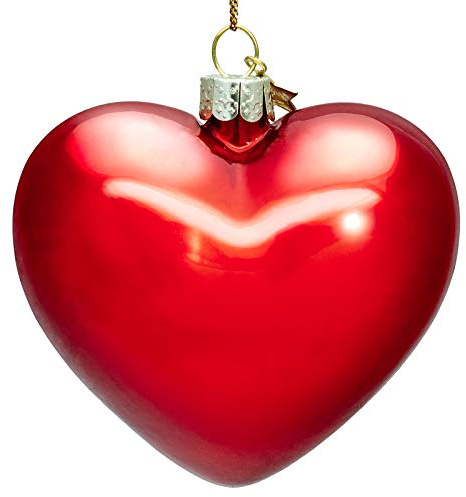 SIKORA Rotes Herz besondere Weihnachtskugel Glas Christbaumschmuck Deko Figur Weihnachten Anhänger Ornament - Trend Line - BS493