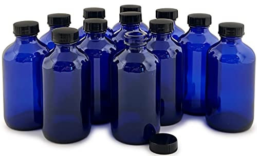 Vivaplex, Lot de 12 bouteilles en verre avec couvercles Bleu cobalt 237 ml