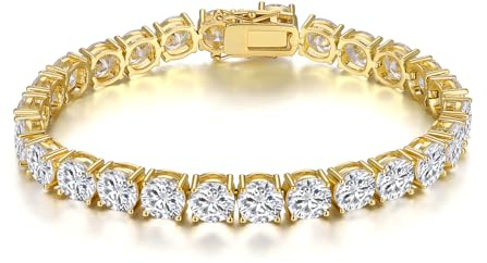Gemsme 5MM Tennis Bracelet for Women Men, 18K Gold Plated 5mm Round Cubic Zirconia Classic Tennis Bracelets,6.5 inch