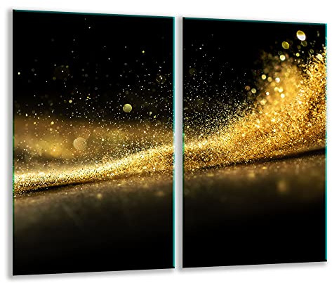 TMK | Herdabdeckplatten ceranfeld 2 Teilig 30x52 cm | Ceranfeldabdeckung Küche Elektroherd Induktion | Herdschutz Spritzschutz | Glasplatte Schneidebrett | Schwarz