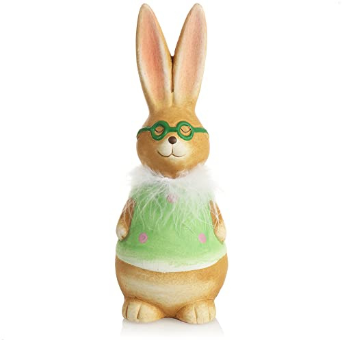 COM-FOUR® Deko Aufsteller für Ostern, Bunte Osterhasen mit Brille | Osterdeko zum Hinstellen - Osterdekoration aus Keramik