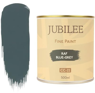 Guild Lane Jubilee Furniture Paint – Upcycle & Transform Wood, Metal & Glass – Soft Sheen Finish for Indoor & Outdoor – Durable & Easy to Apply Multi-Surface Paint (RAF Blue-Grey, 500ml)