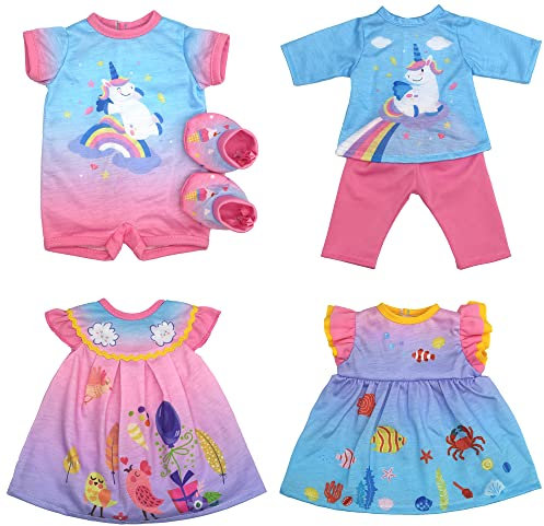 ZWOOS Puppenkleidung 30-40cm, Kompatibel mit JC Toys, Manhattan Toy und Plus, Geschenke für Mädchen und Kinder, 4 Stück