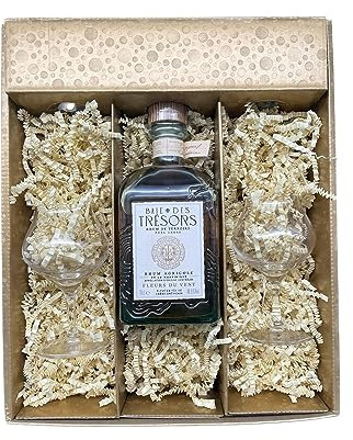Coffret cadeau - Rhum - Or - Baie des trésors Fleur du vent - 2 Verres à Rhum CHEF & SOMMELIER
