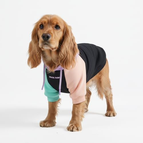 Spark Paws Hunde-Kapuzenpullover, Premium-Qualität, samtweich, überlegener Komfort und Passform, beruhigendes Fleece-Innenfutter, geeignet für alle Rassen, Mehrfarbig Cyber Punk, Größe L